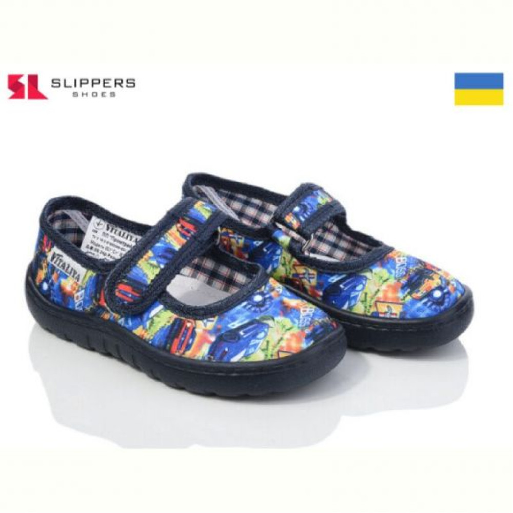 Тапочки Slipers Сад машинка синий